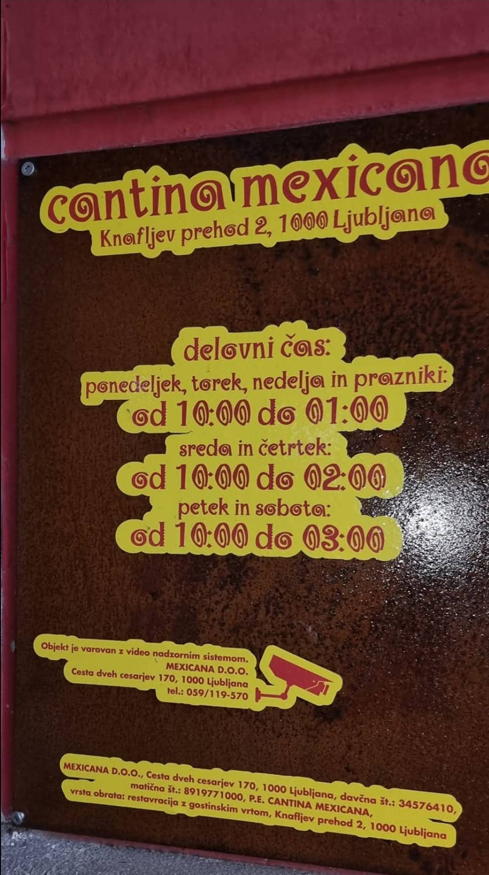 Menu di Cantina Mexicana 