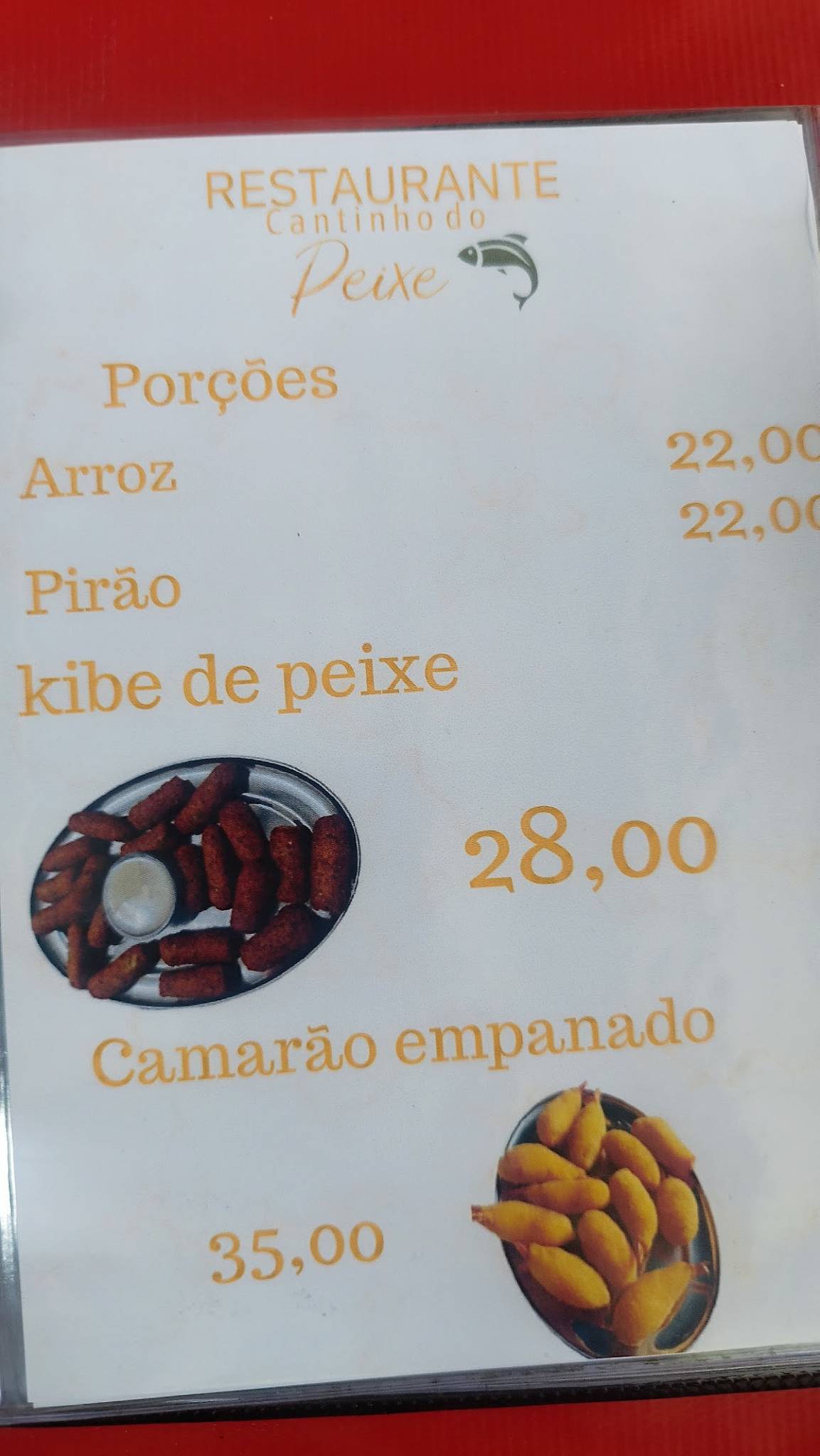 Cantinho do Peixe cardápio