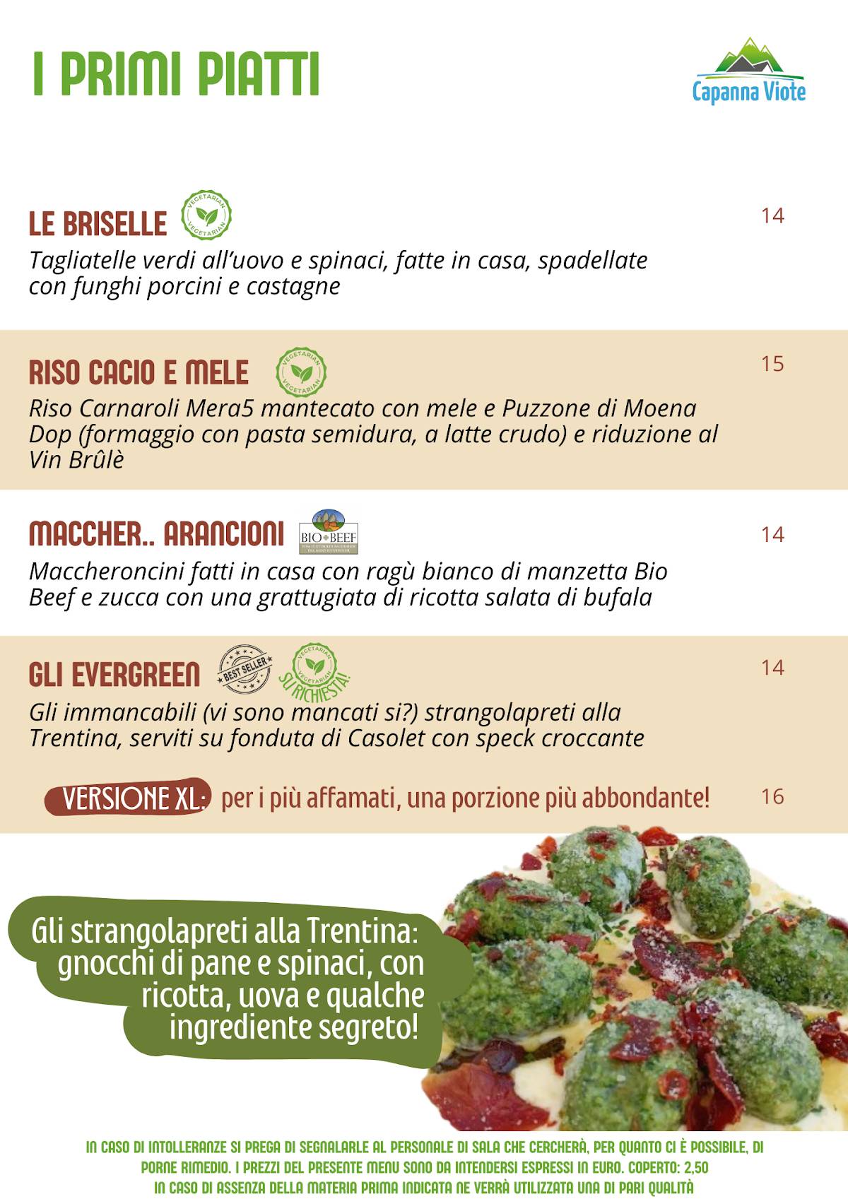 Menu di Capanna Viote 