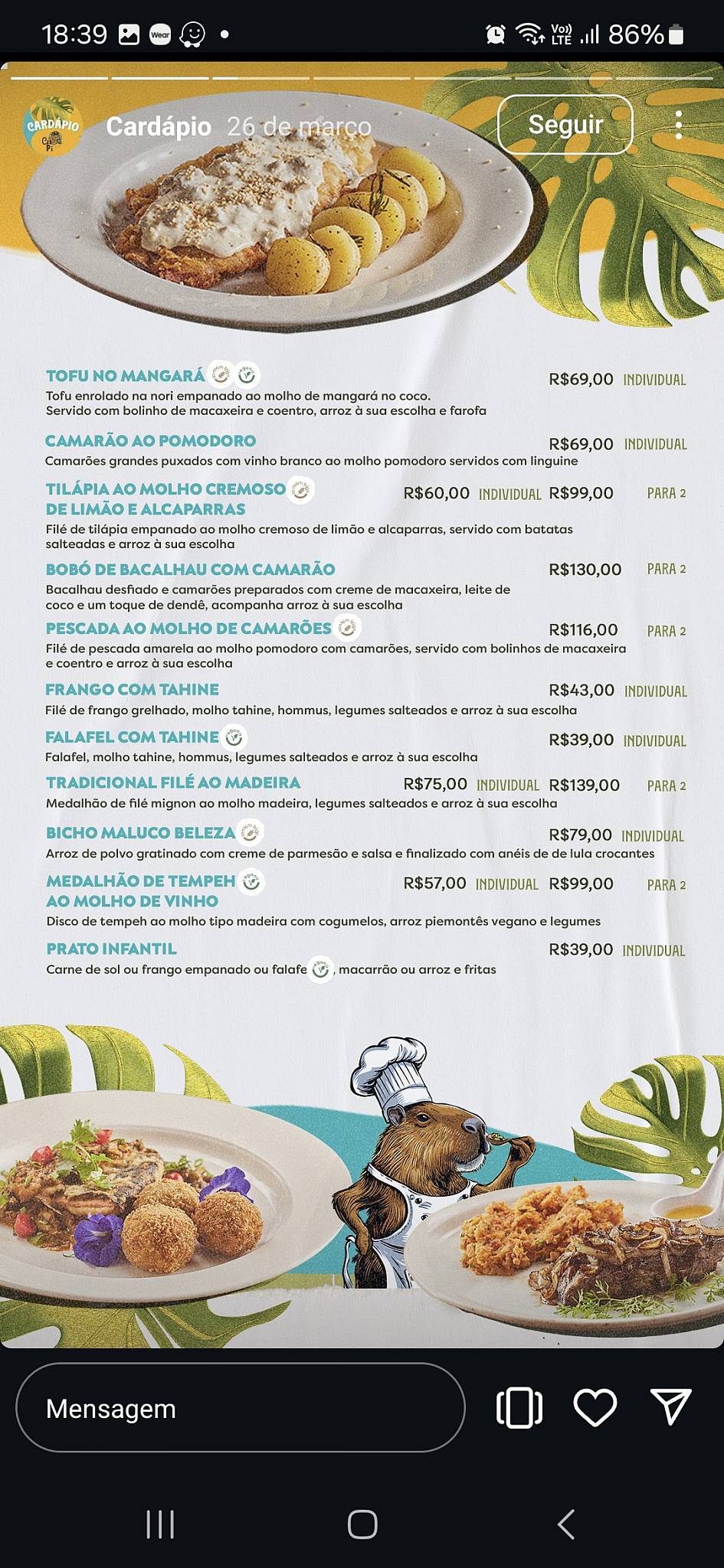 Capi Gastrobar cardápio