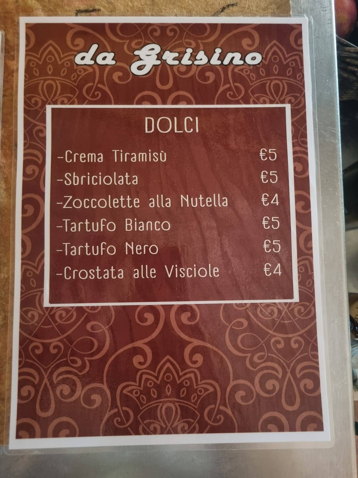 Menu di Grisino 