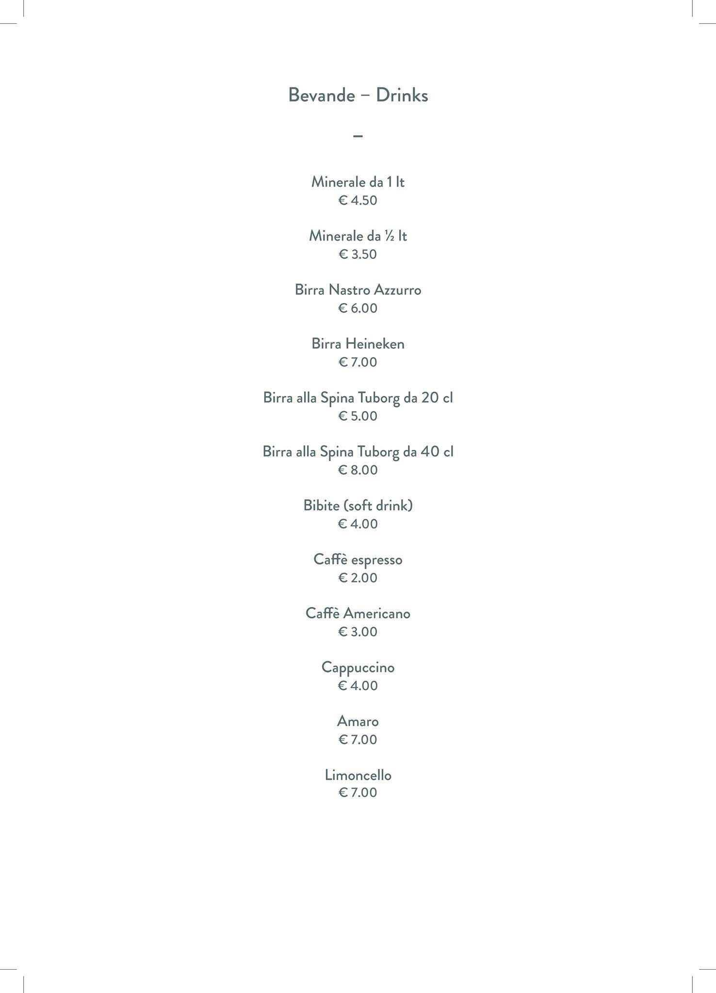 Menu di Ristorante La Limonaia 