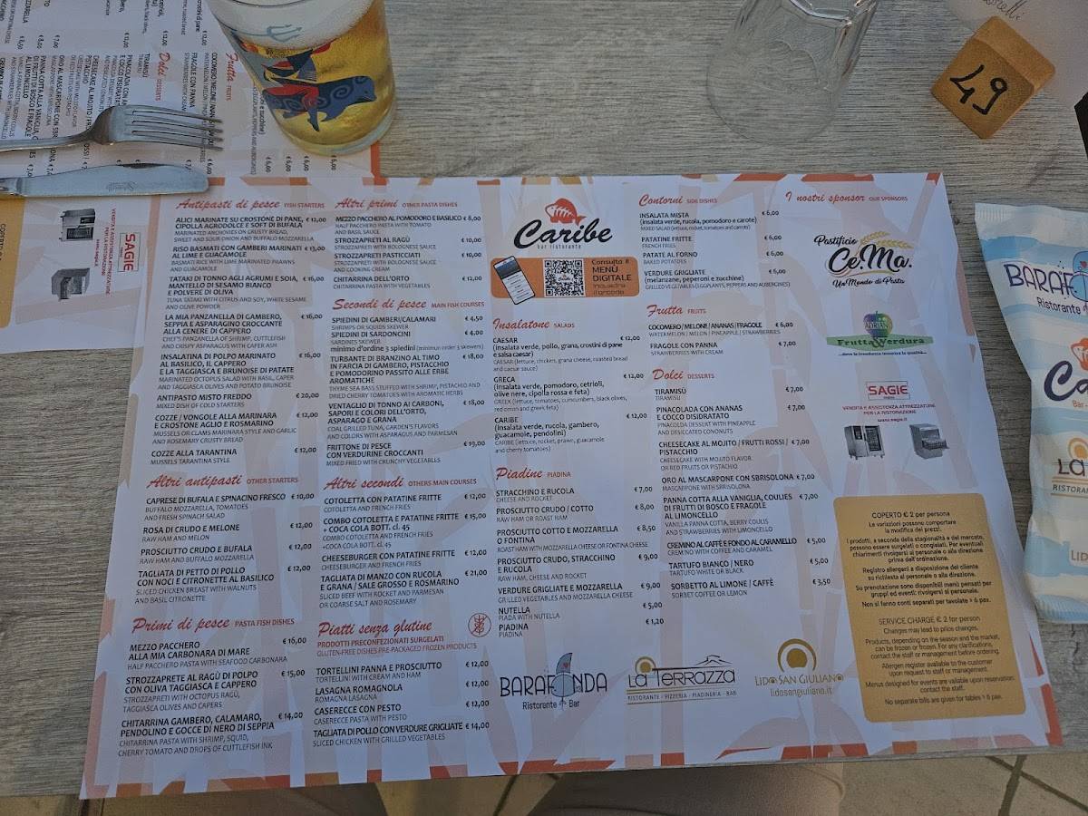 Menu di Ristorante Caribe 