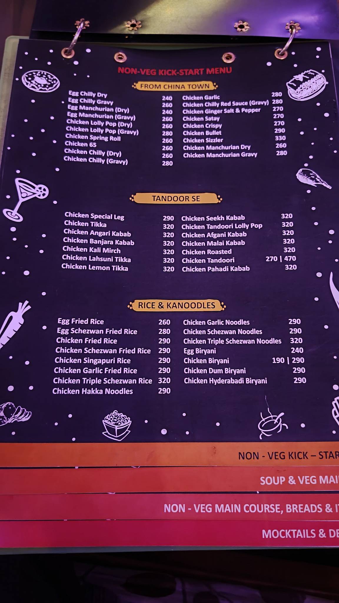 Carnival Cafe menu