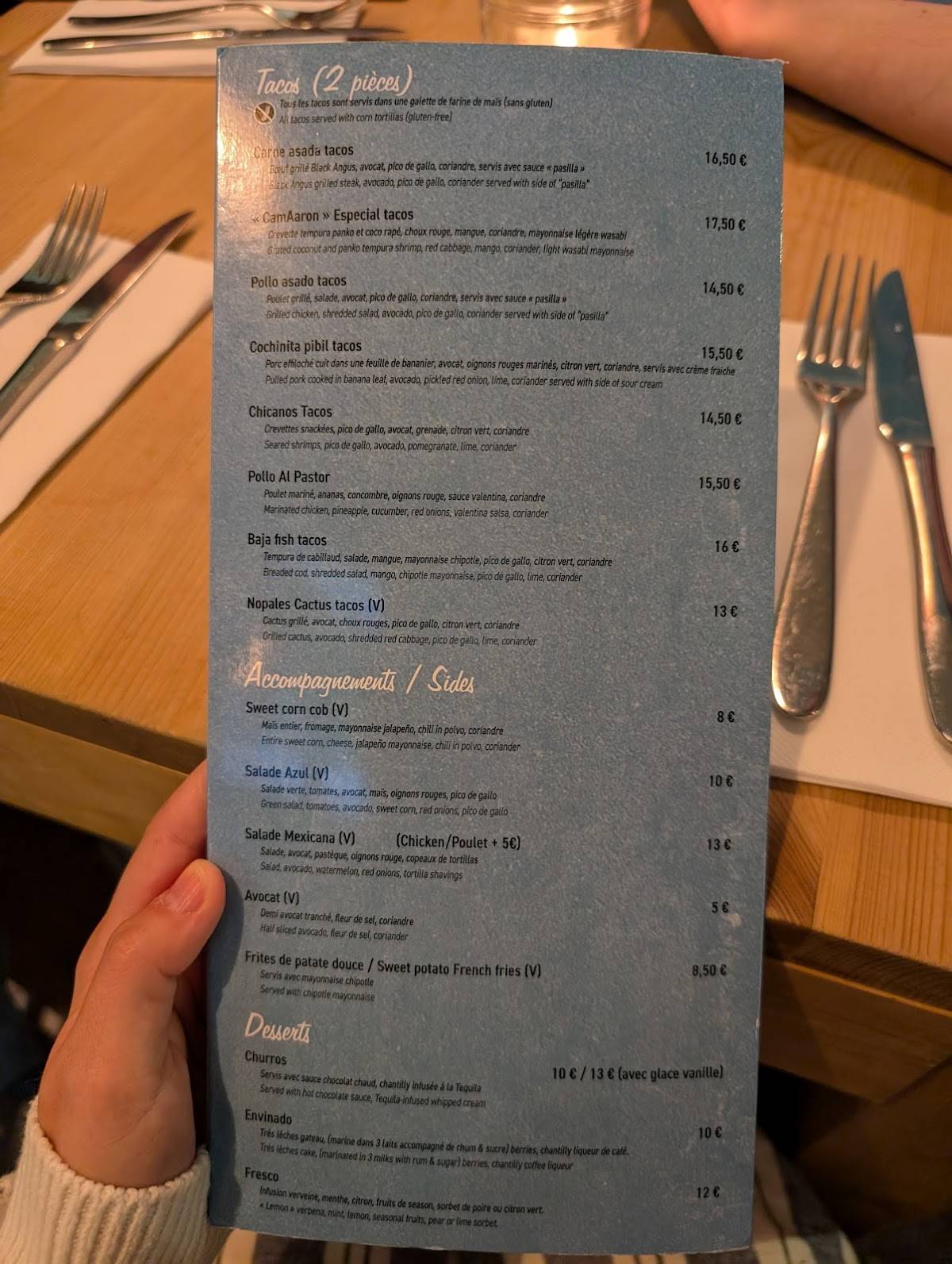 Menu de Casa Azul Antibes