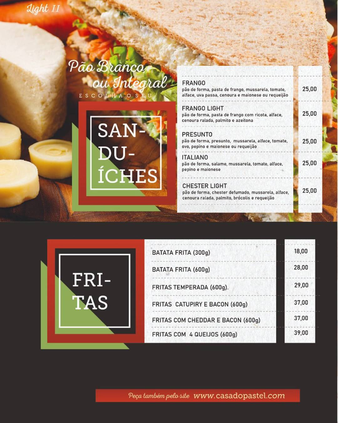 Casa do Pastel cardápio