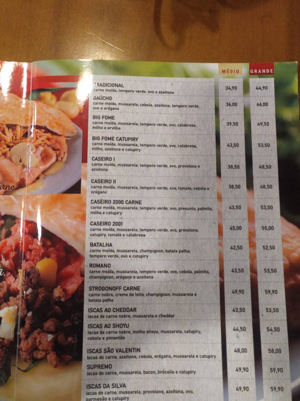 Casa do Pastel cardápio