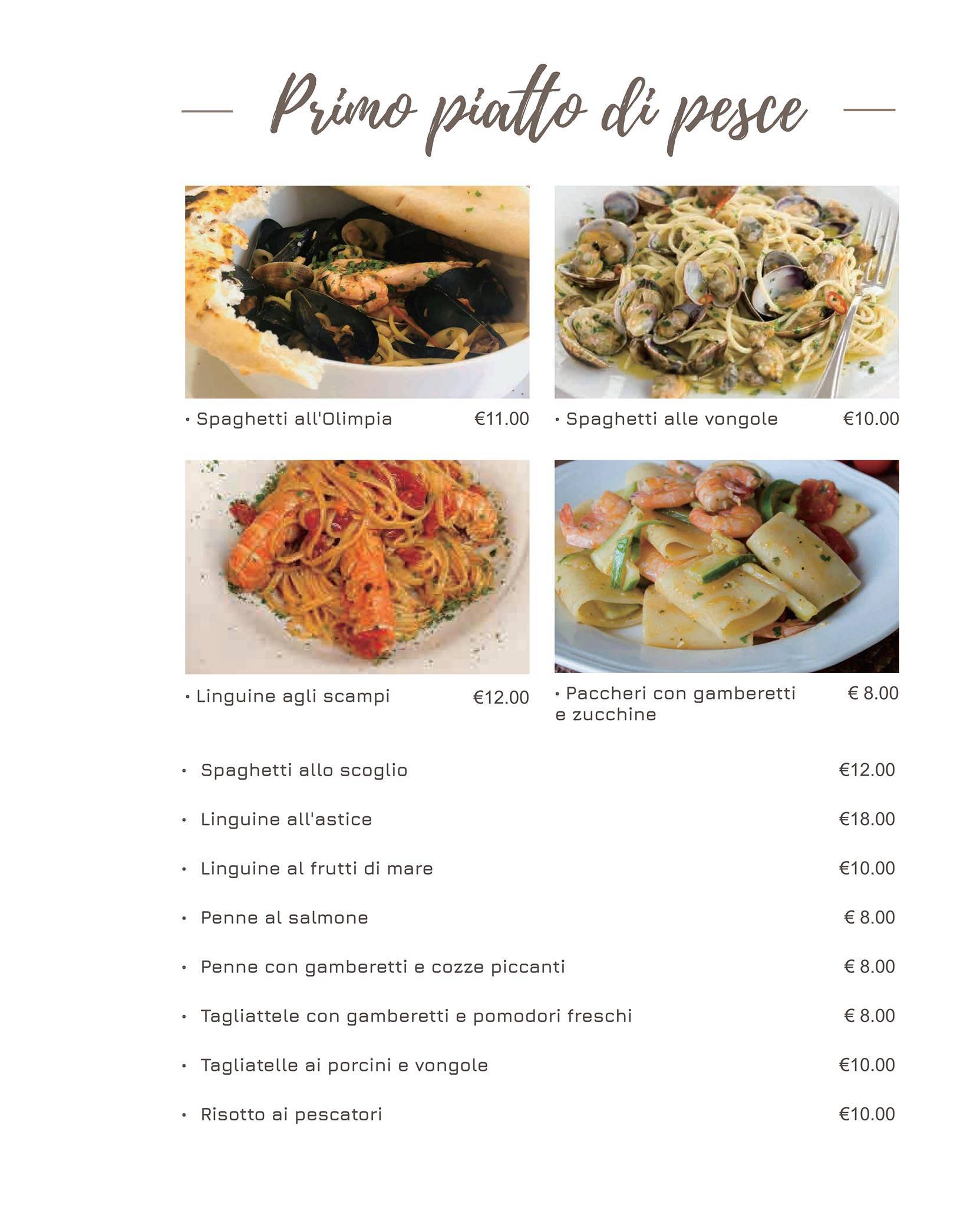 Menu di Olimpia Ristorante Pizzeria 