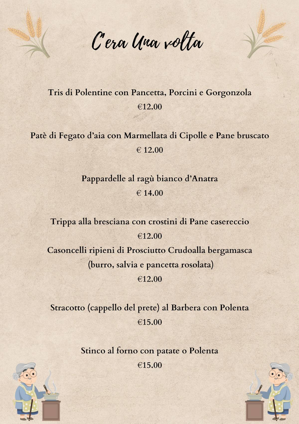 Menu di Vecchio Fiume 