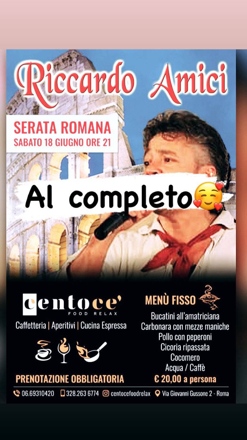 Menu de Centoce' Food Relax