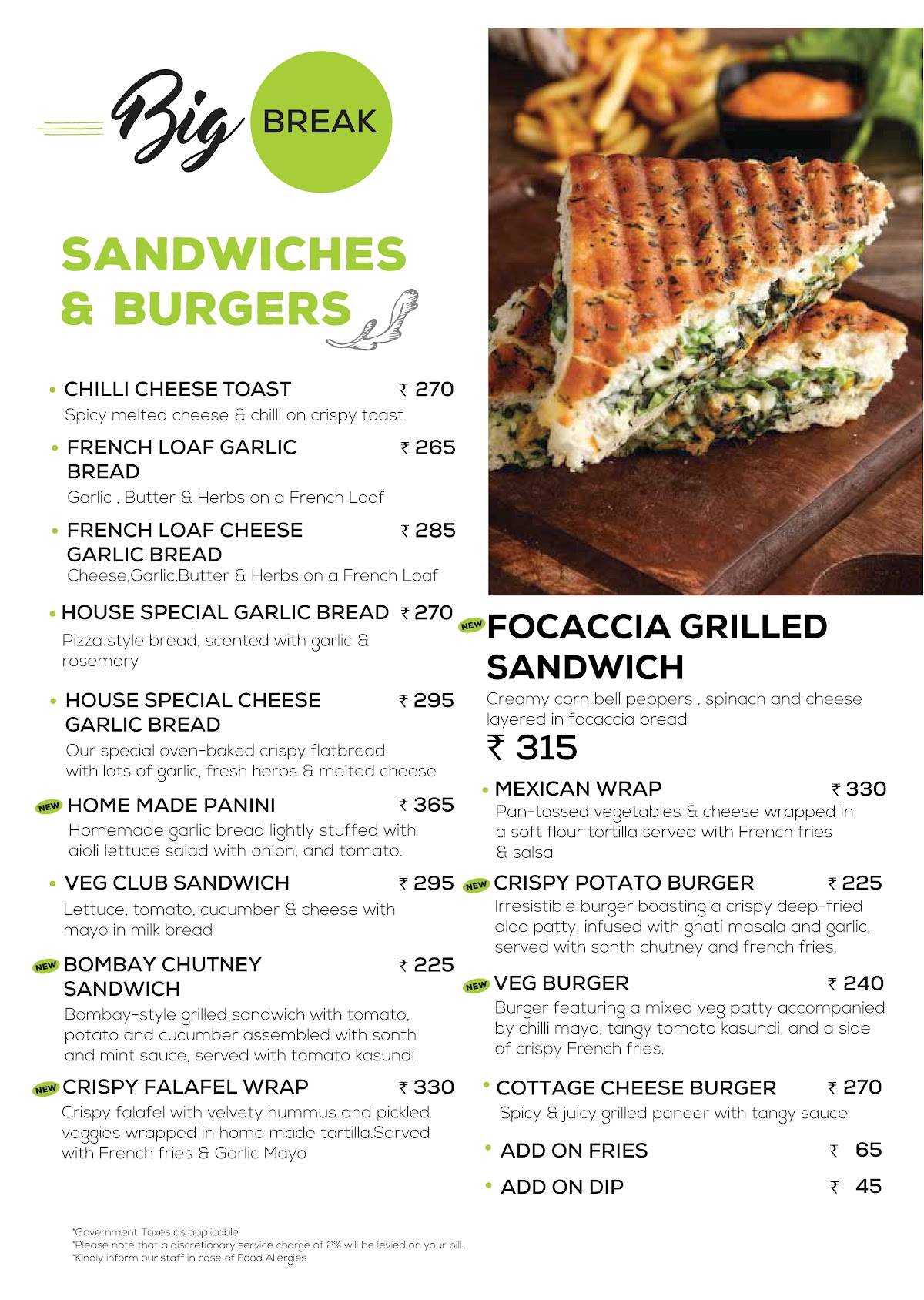 Chai Break - Siliguri menu