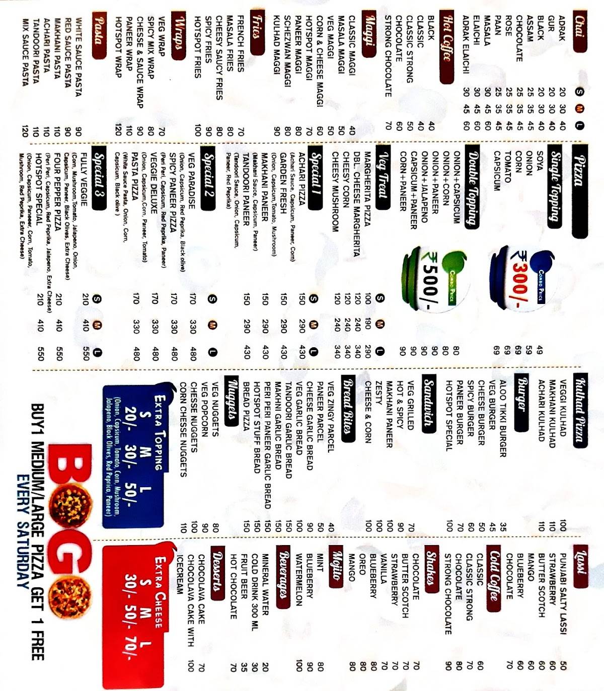 Chai Hotspot menu