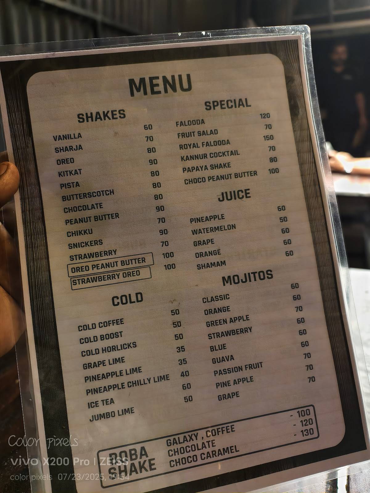 Chai Peedika menu