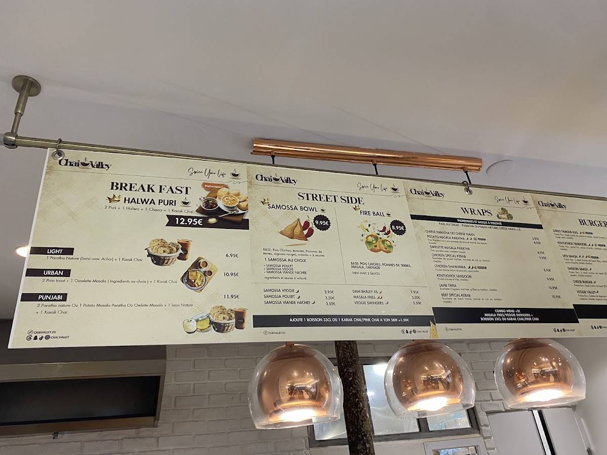 Menu de Chai Valley