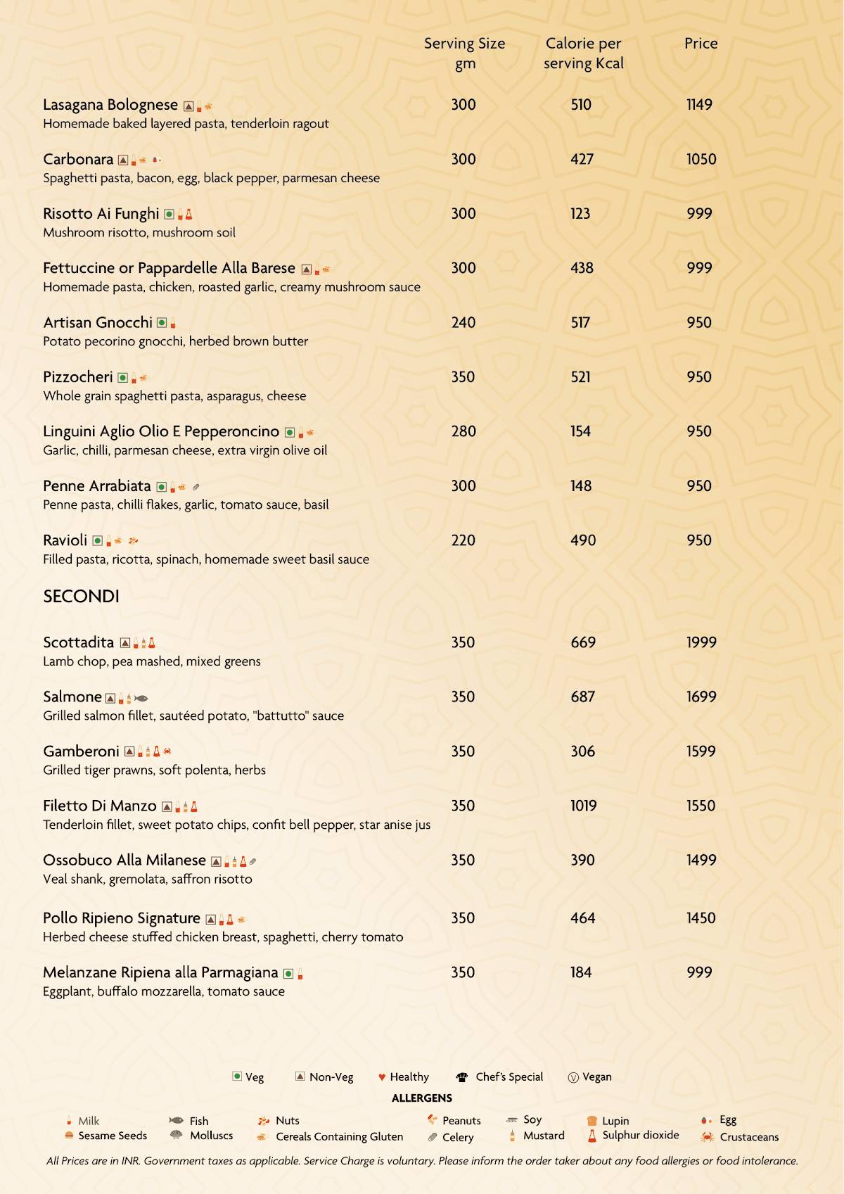 Chao Bella menu
