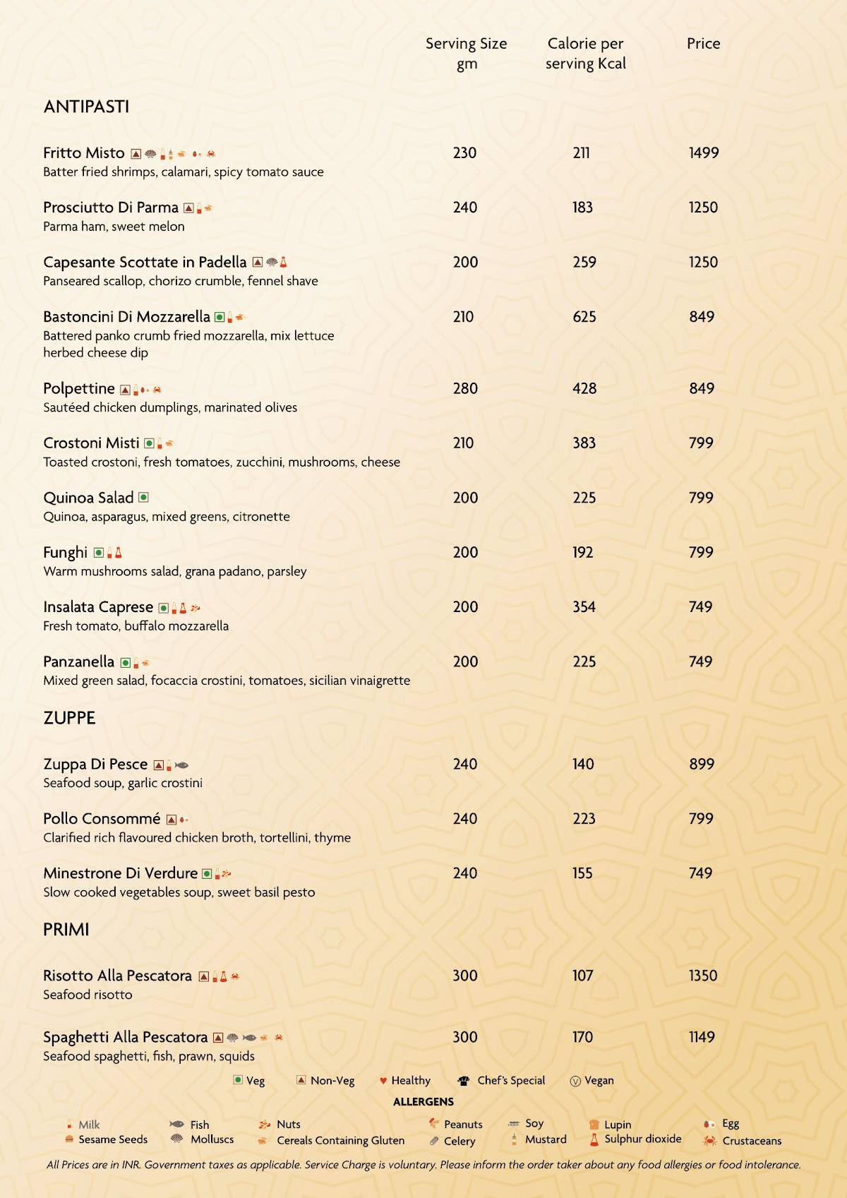 Chao Bella menu