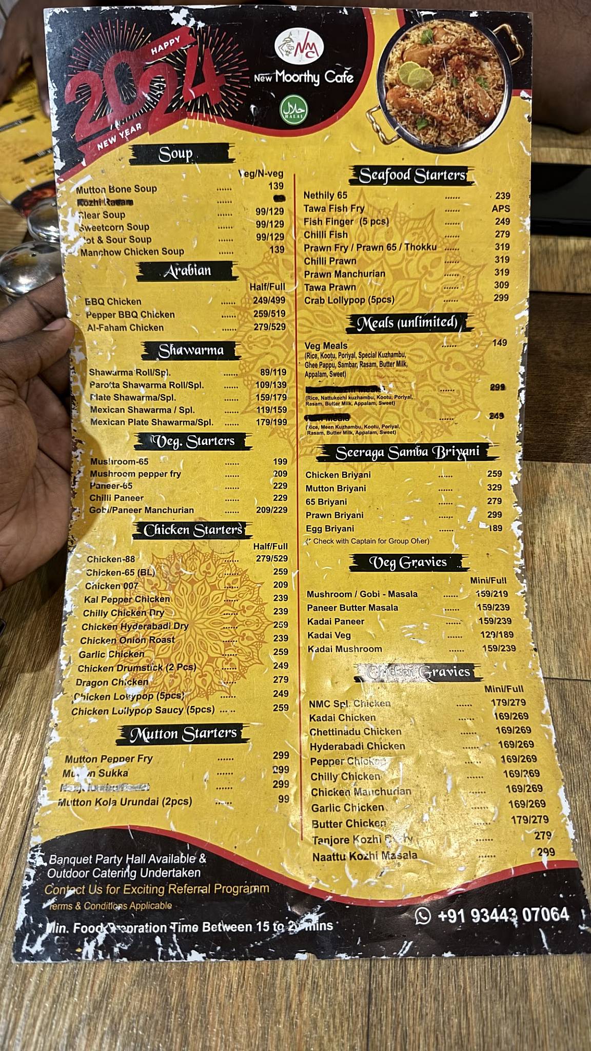 Chidambaram New Moorthy Cafe menu