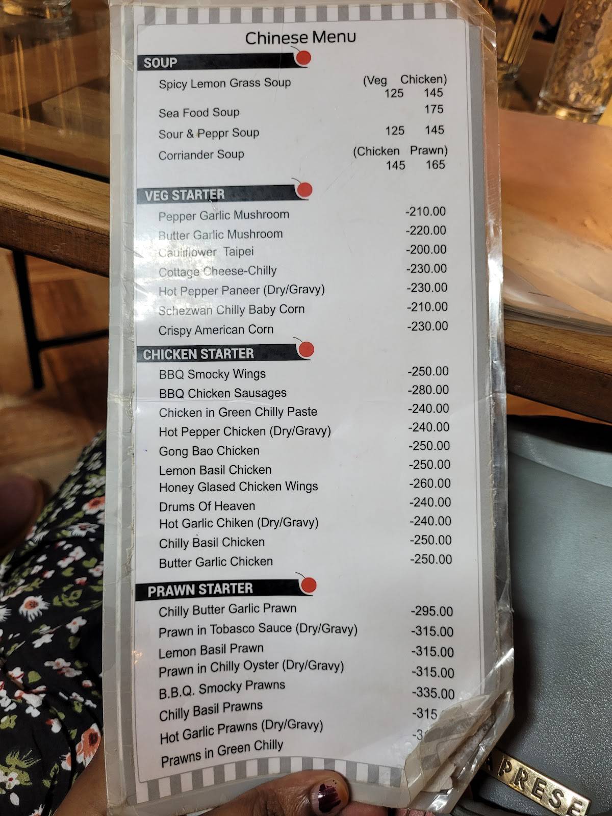 Cherry Square menu