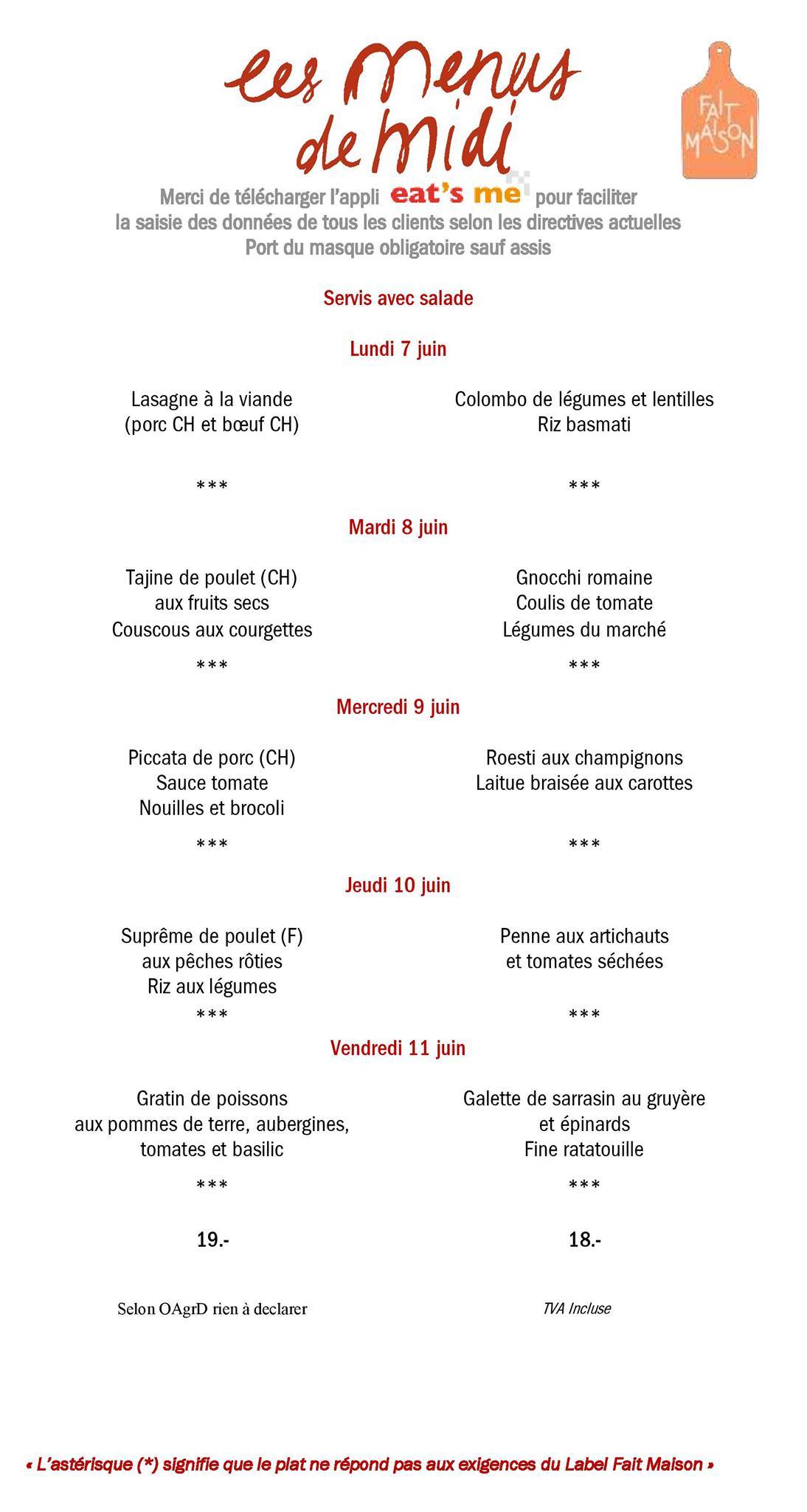 Menu di Brasserie du PasSage 