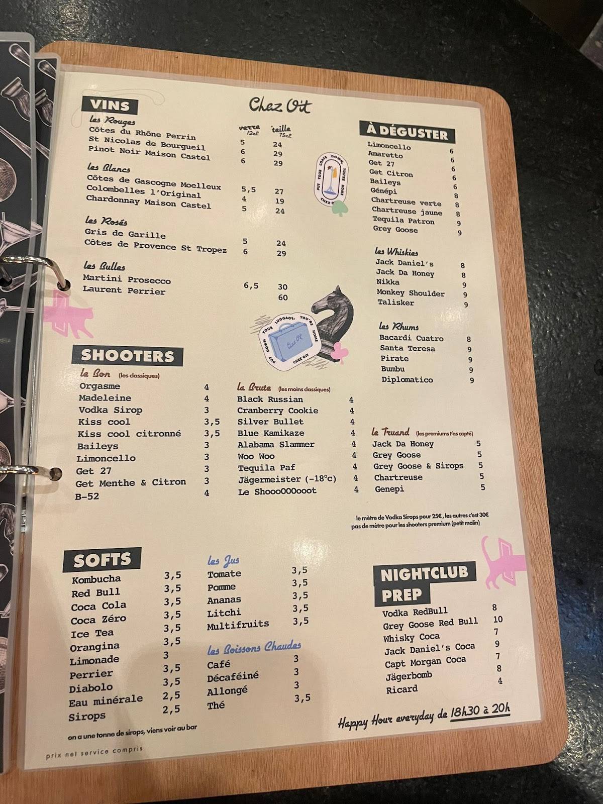Menu de Chez oit