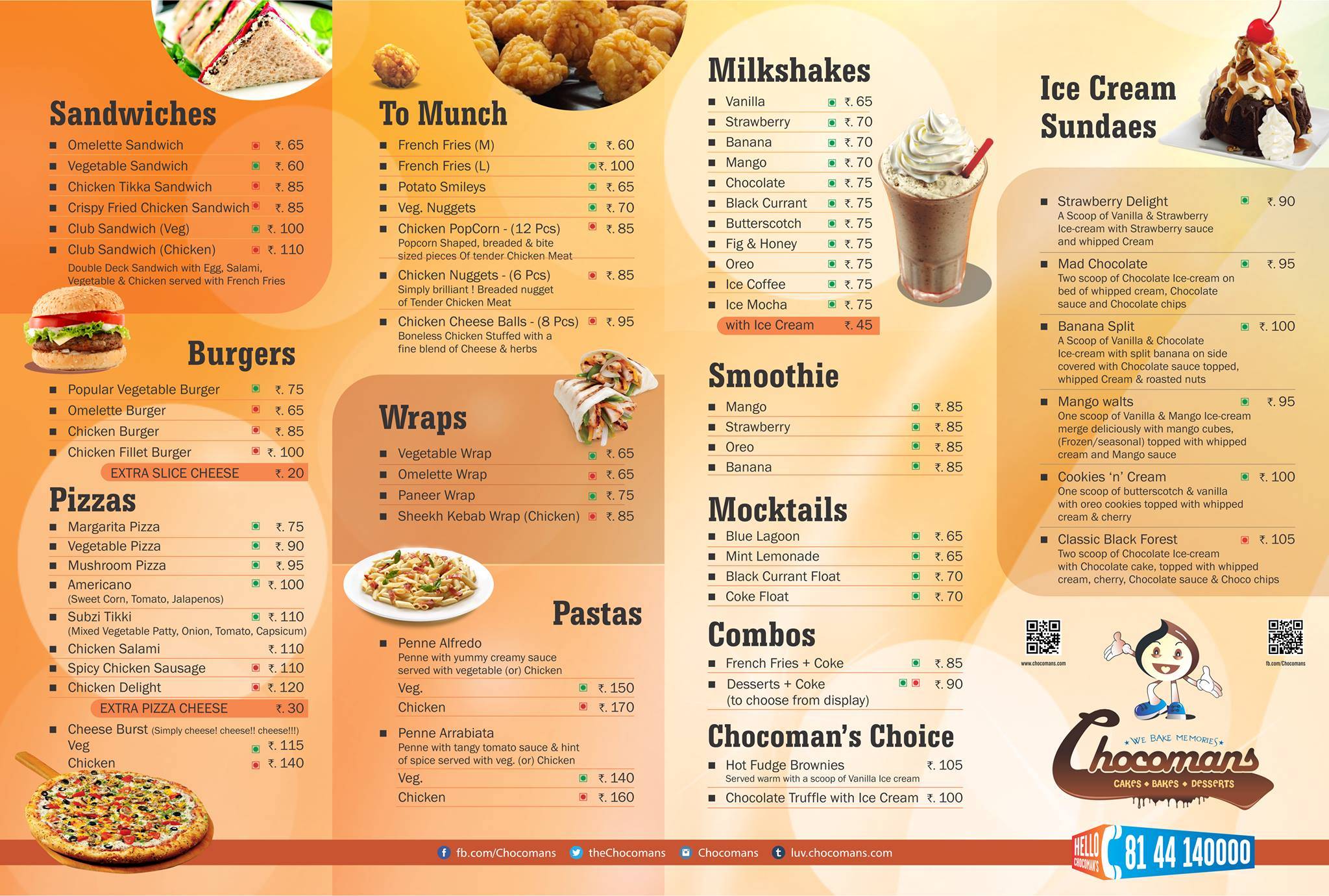 Chocomans menu