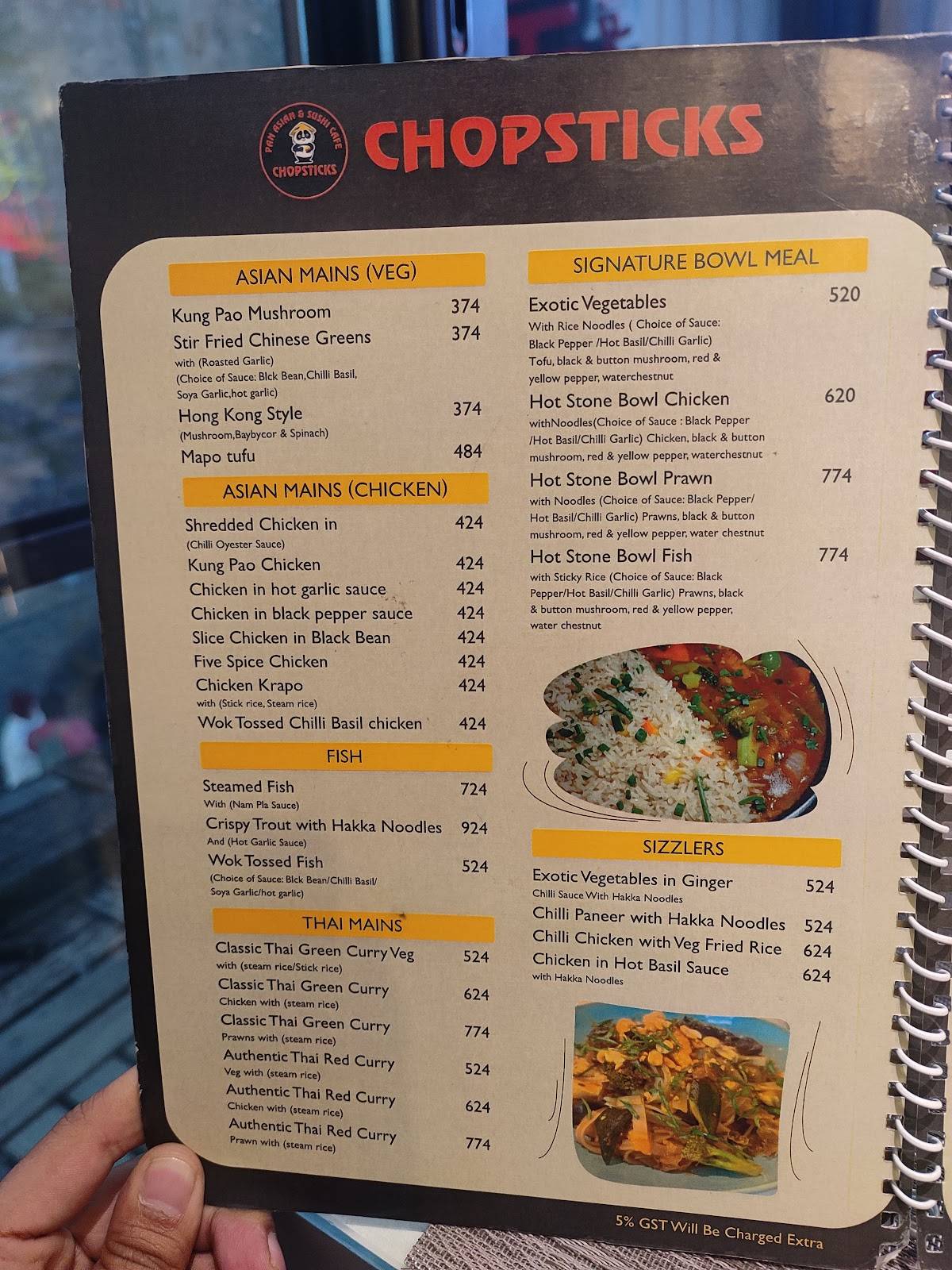 Chopsticks menu
