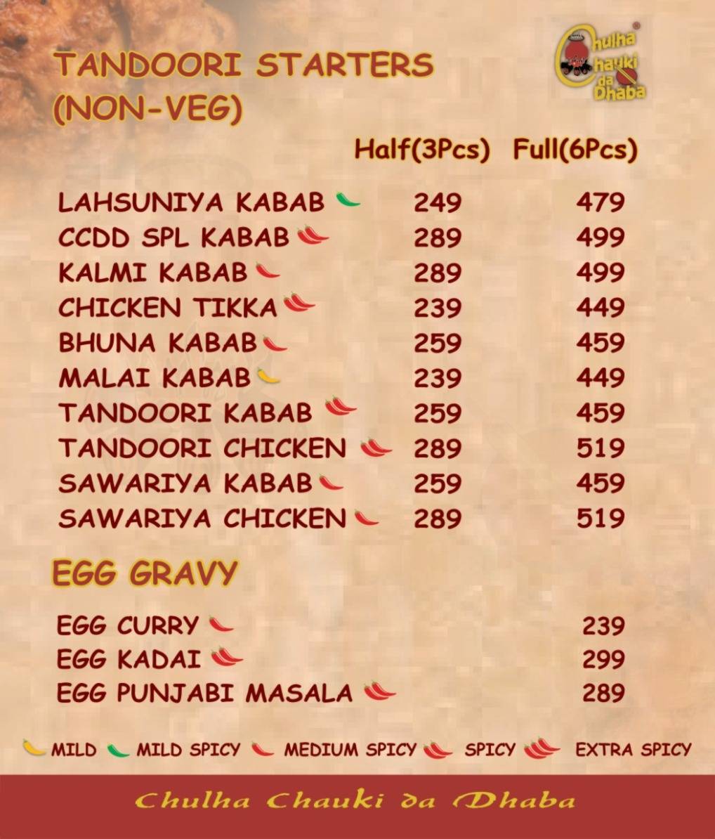 Chulha Chauki Da Dhaba AECS Layout menu