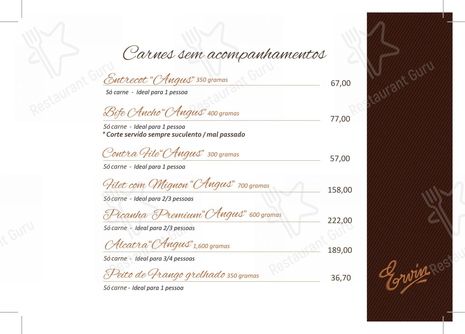 Churrascaria Ervin em Curitiba - Menu