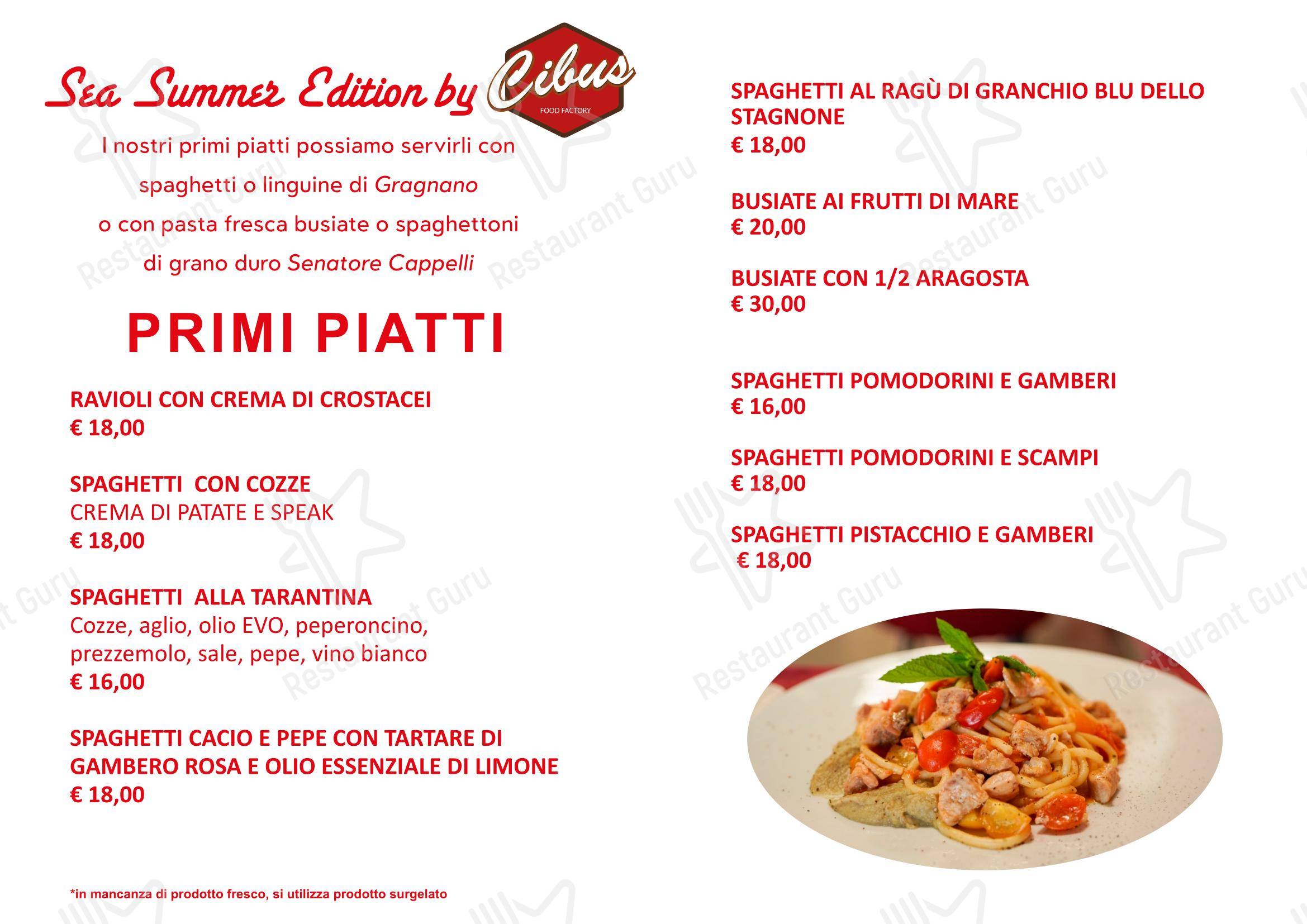 Menu pour Cibus Food Factory - Steak House, Norcineria, Cucina Sicula - Marsala - Menu