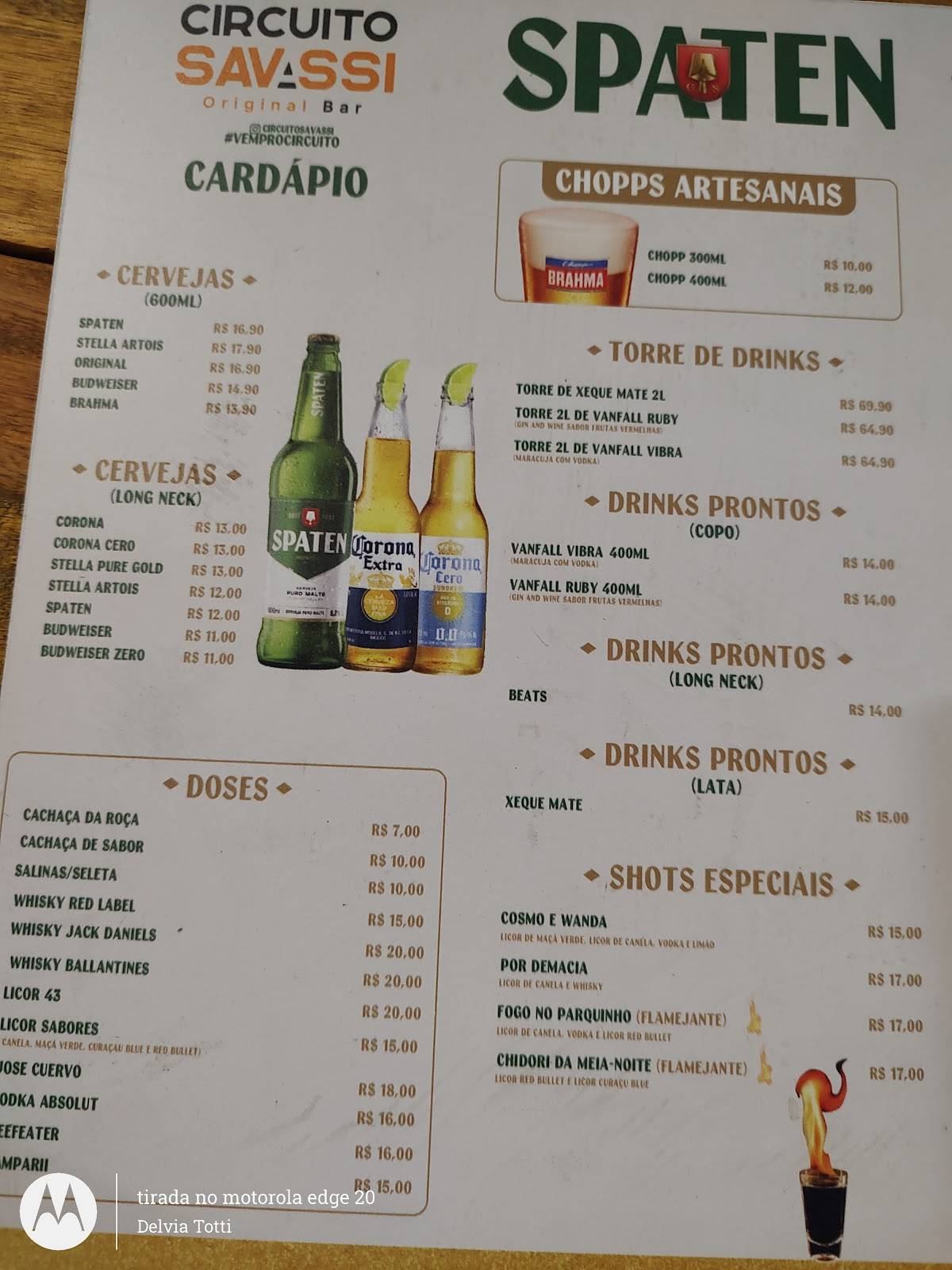 Circuito Savassi cardápio