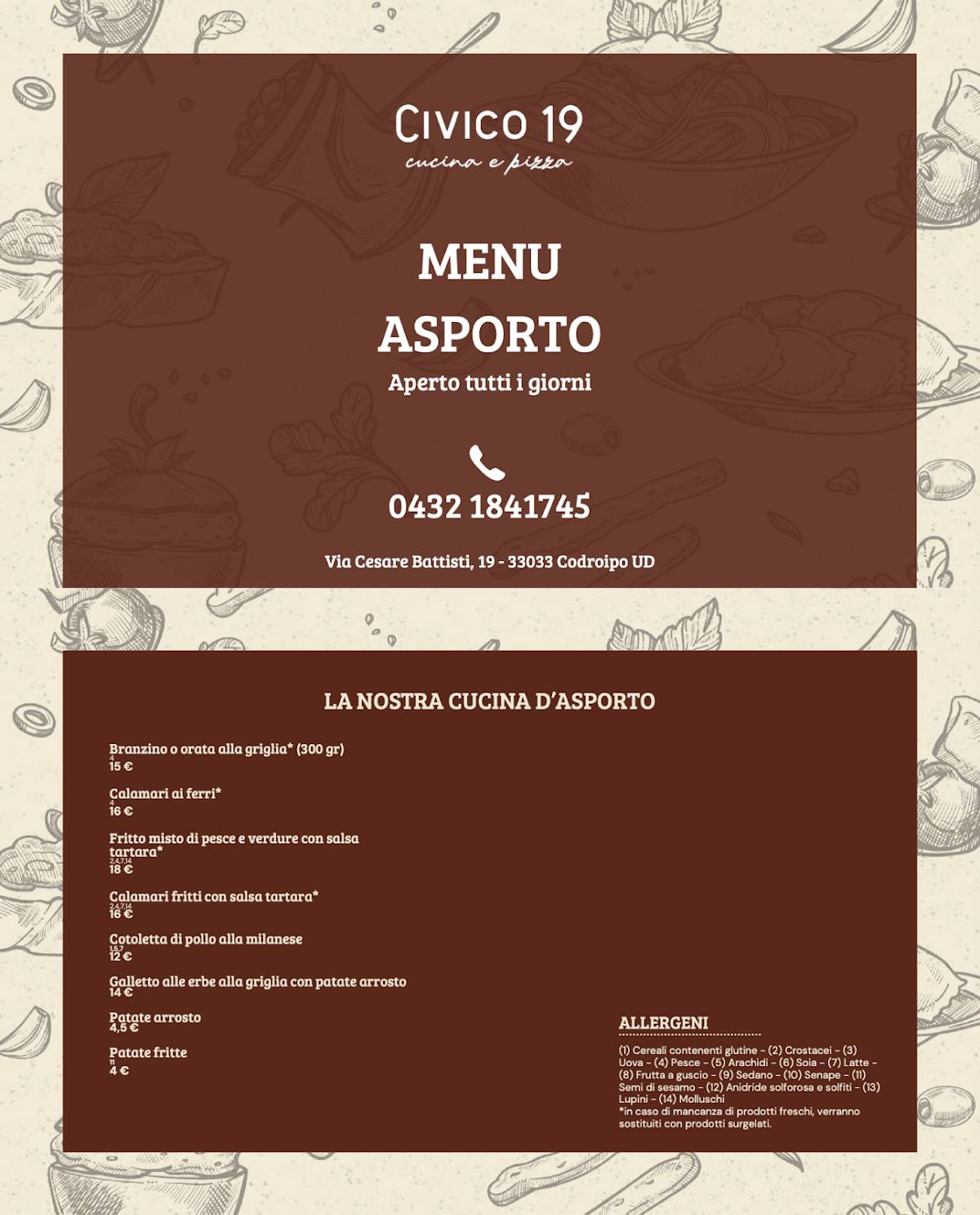 Menu di Civico 19 - Ristorante e pizzeria 