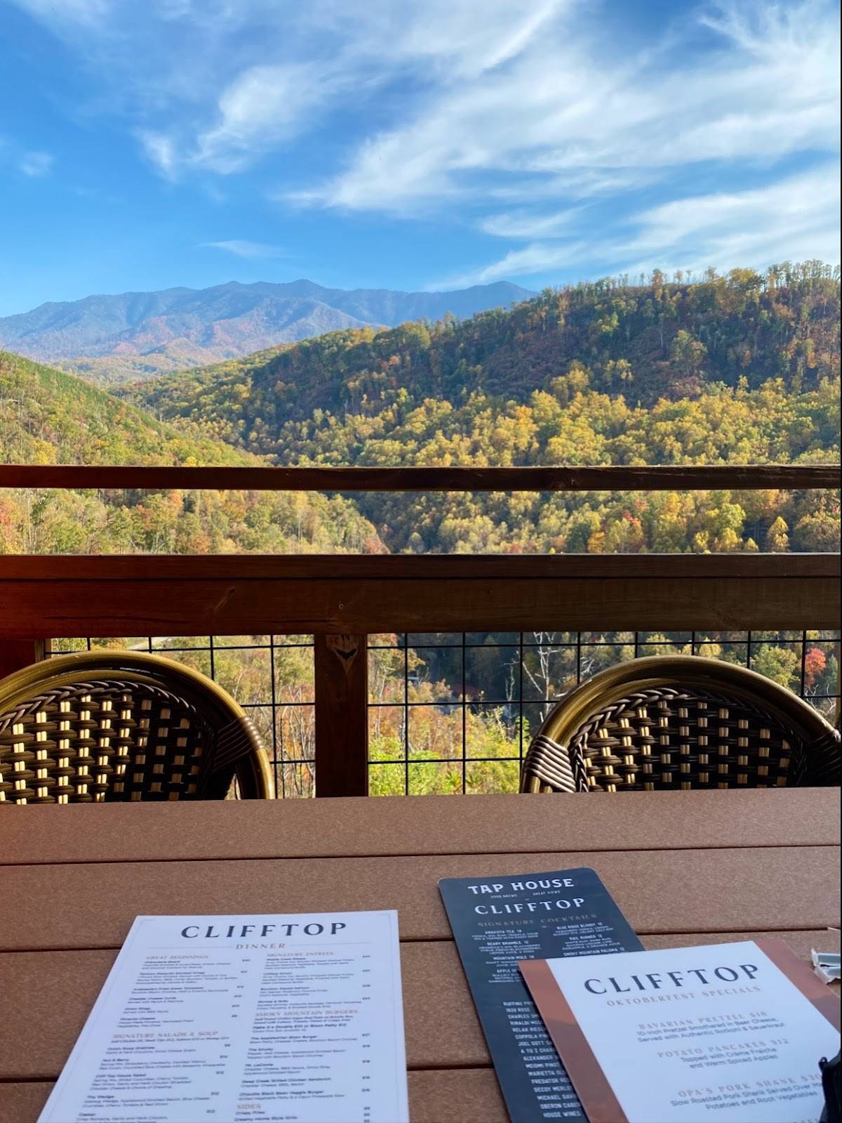 Menu at Cliff Top Restaurant at Anakeesta, Gatlinburg