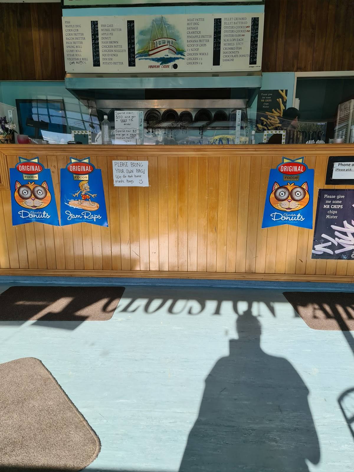 Menu at Clouston Park Fisheries Fish & Chips restaurant, Upper Hutt