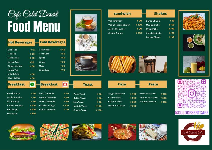 Cold Desert Cafe menu