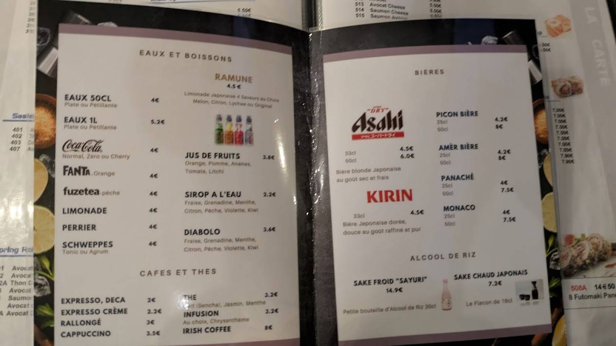 Menu de Sushia