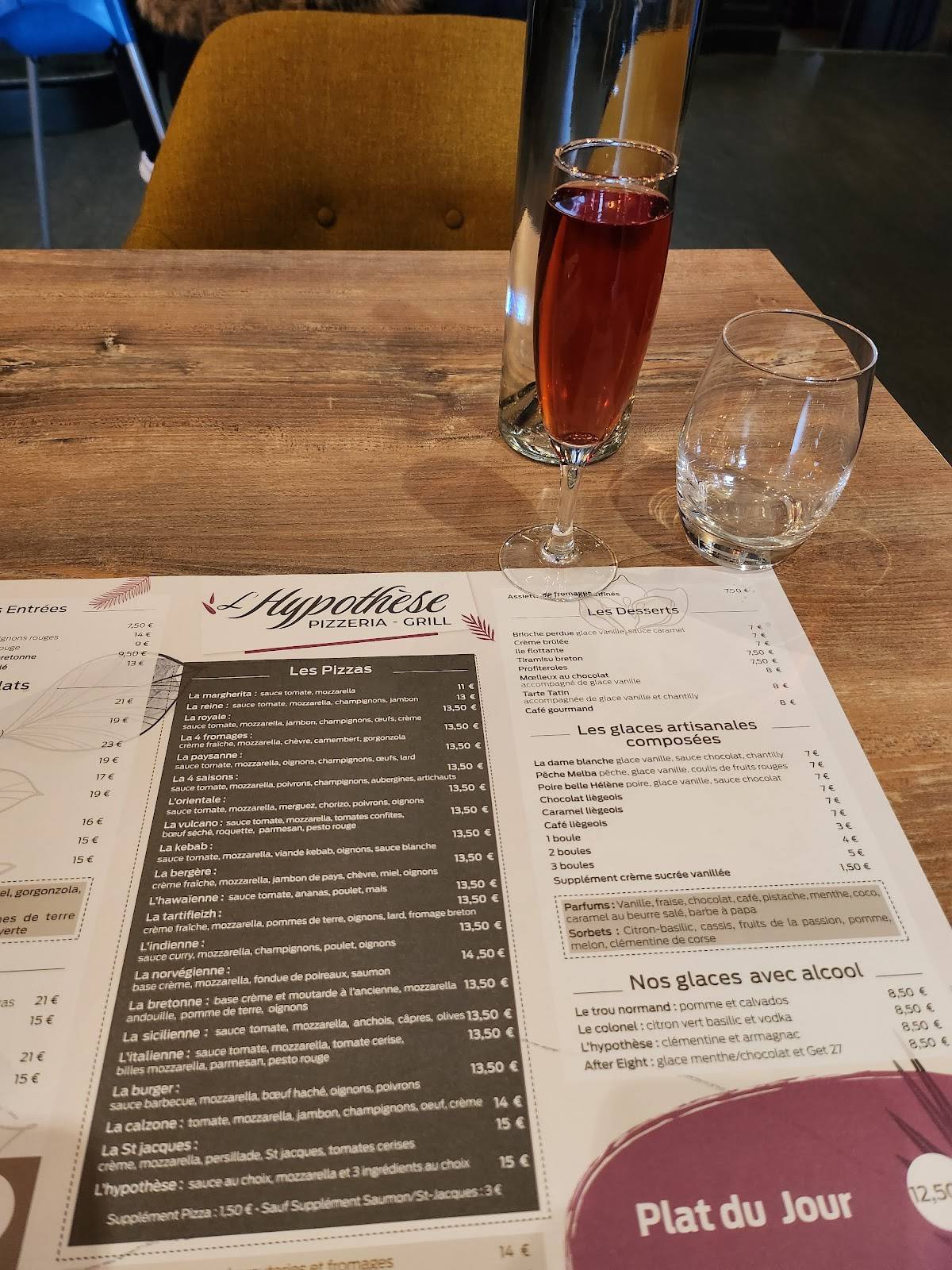 Menu de L’Hypothèse Combourg