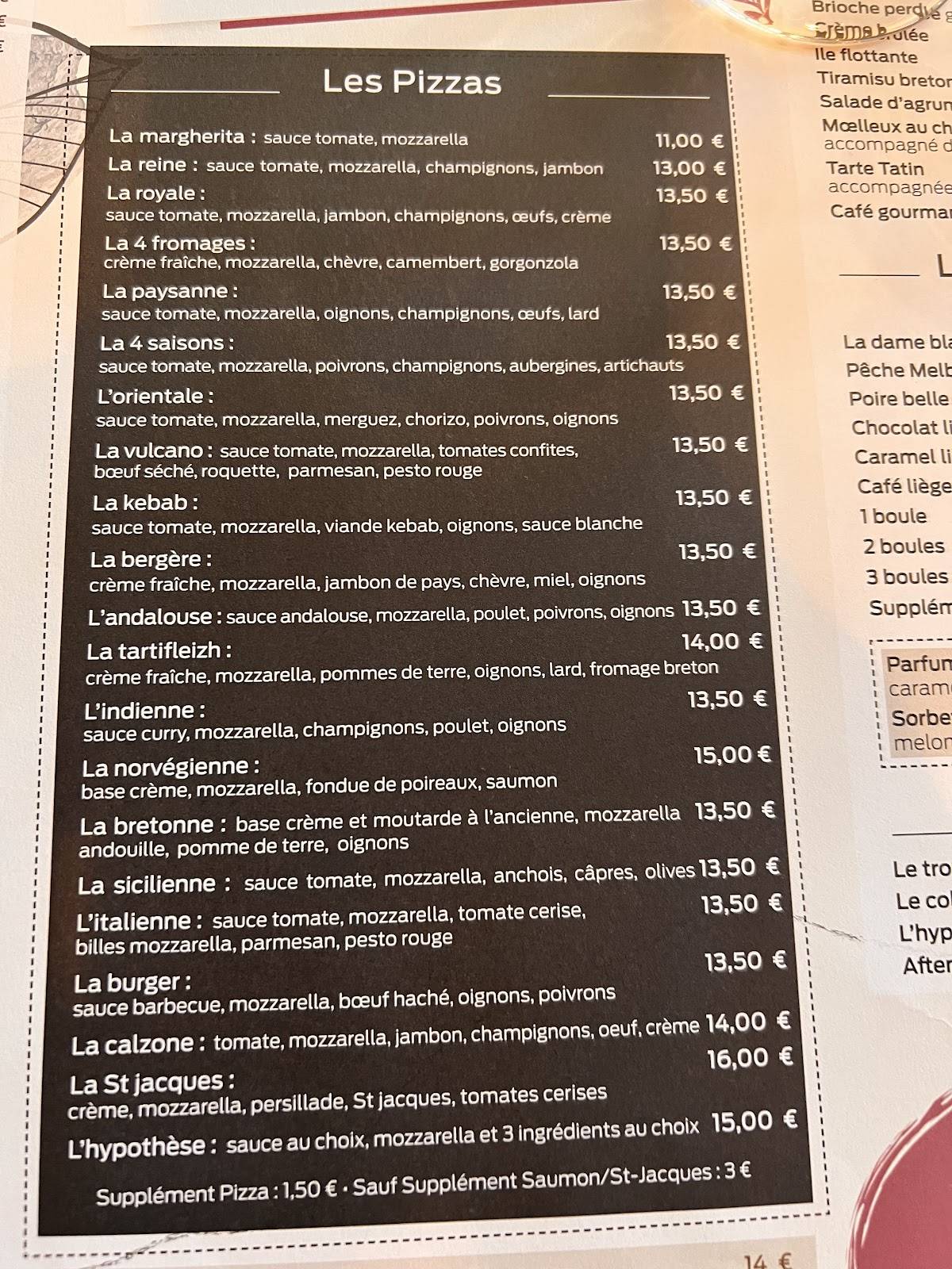 Menu de L’Hypothèse Combourg