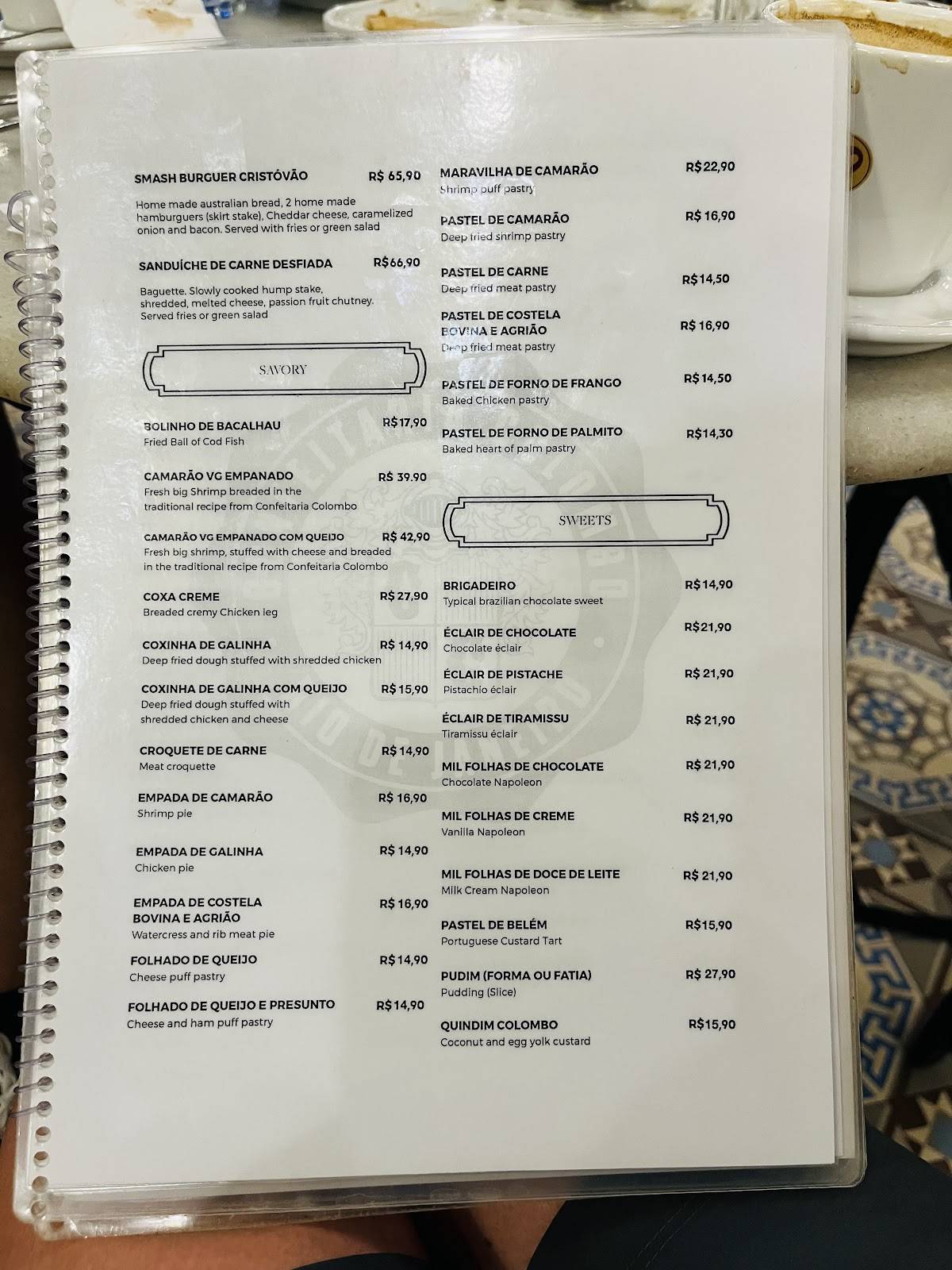 Confeitaria Colombo cardápio