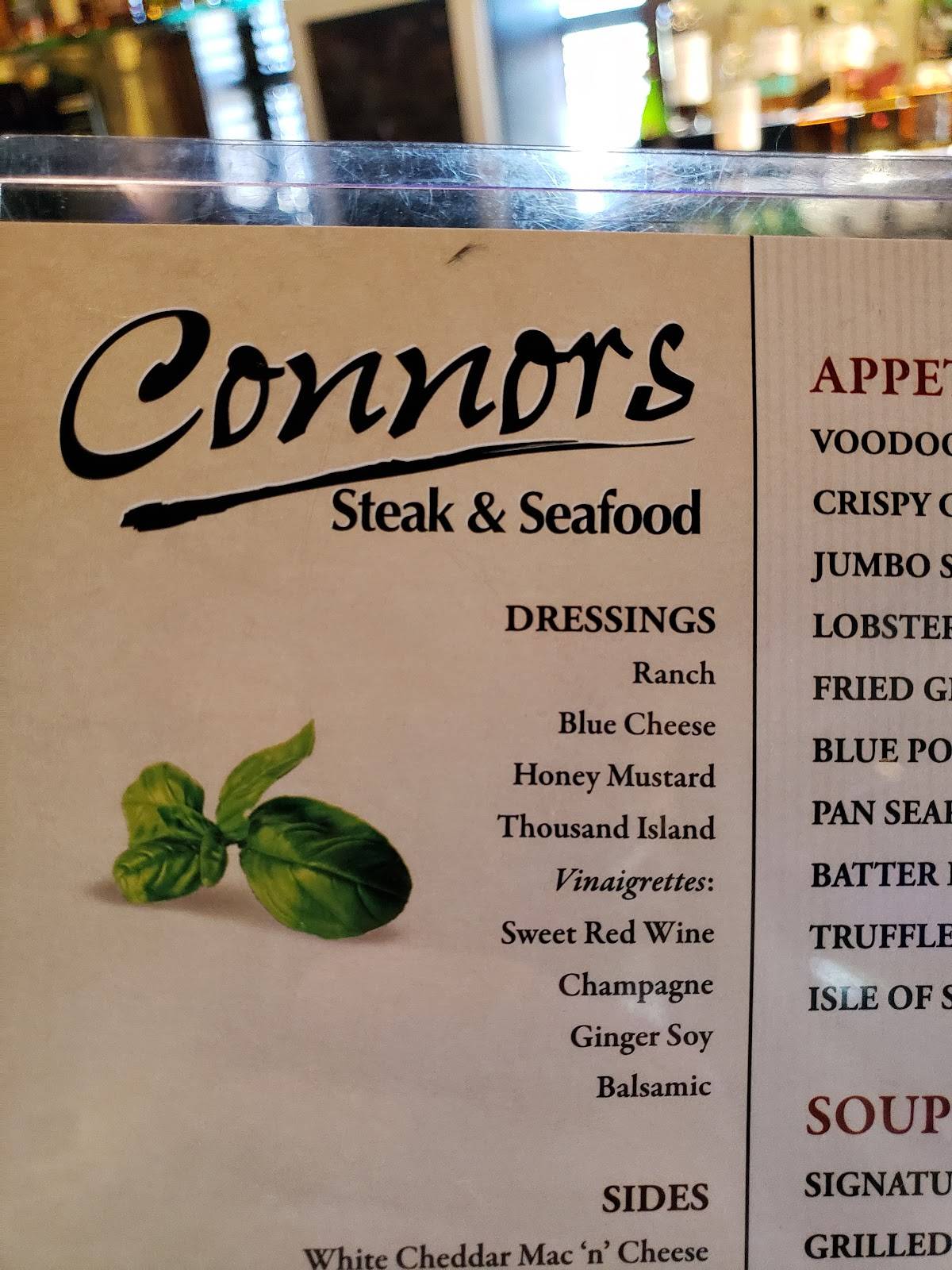 Menu at Connors Steak & Seafood pub & bar, Franklin