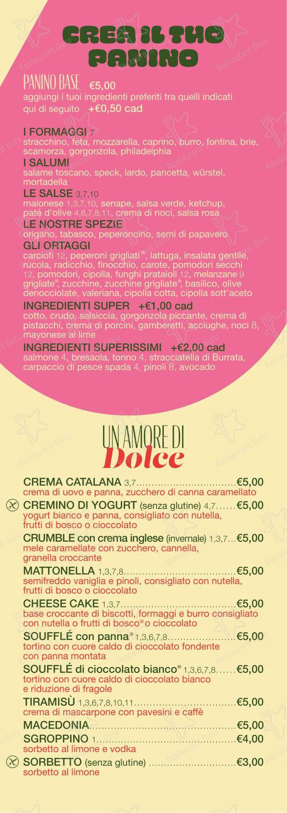 Contantoamore in Lucca - Menu