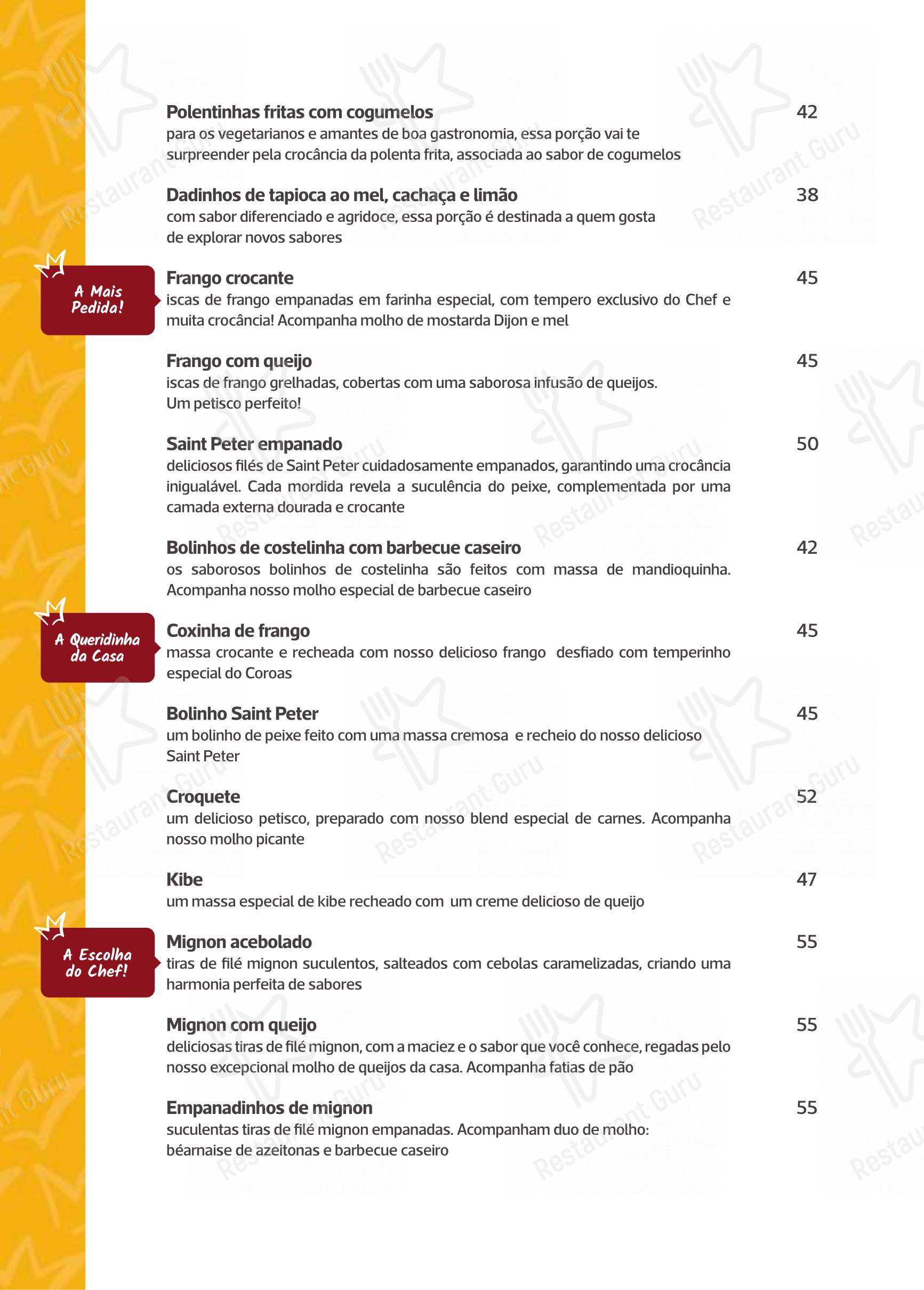 Menu para Coroas 370 restaurante