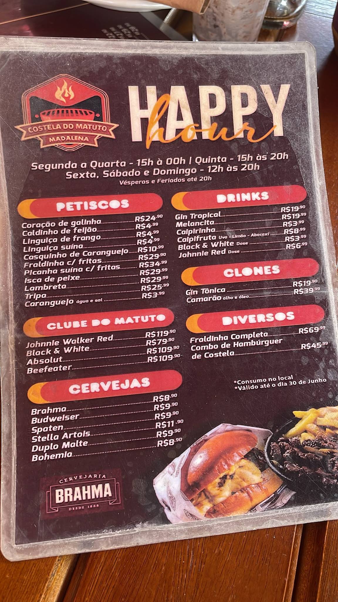 Costela do Matuto cardápio