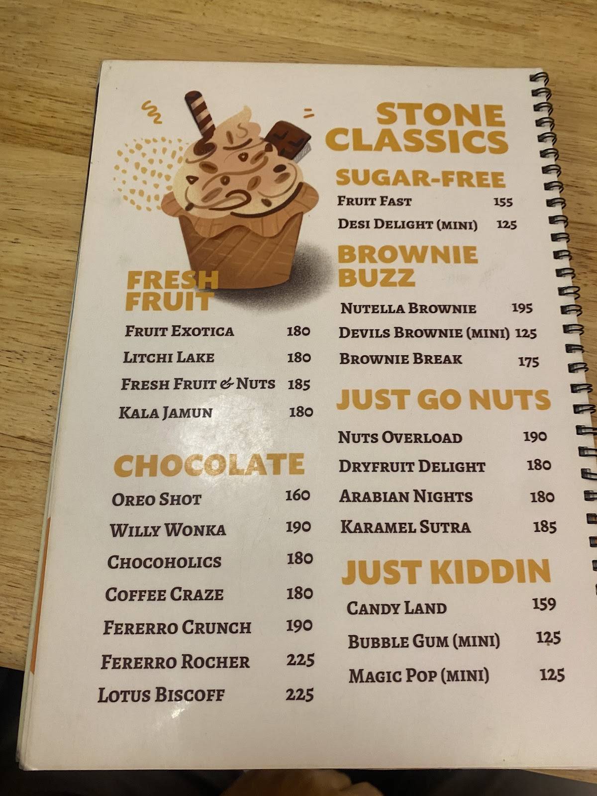Cream Stone Lounge menu