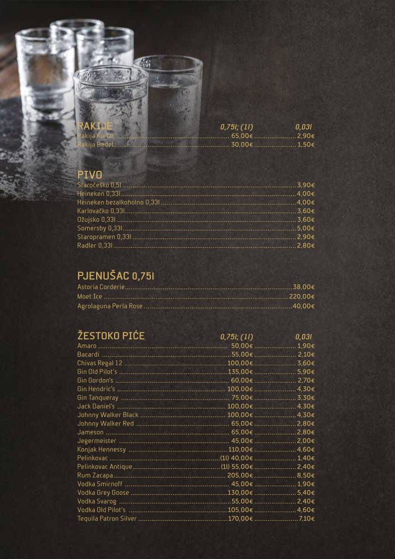 Menu di Konoba Kamen Zadar 2012 