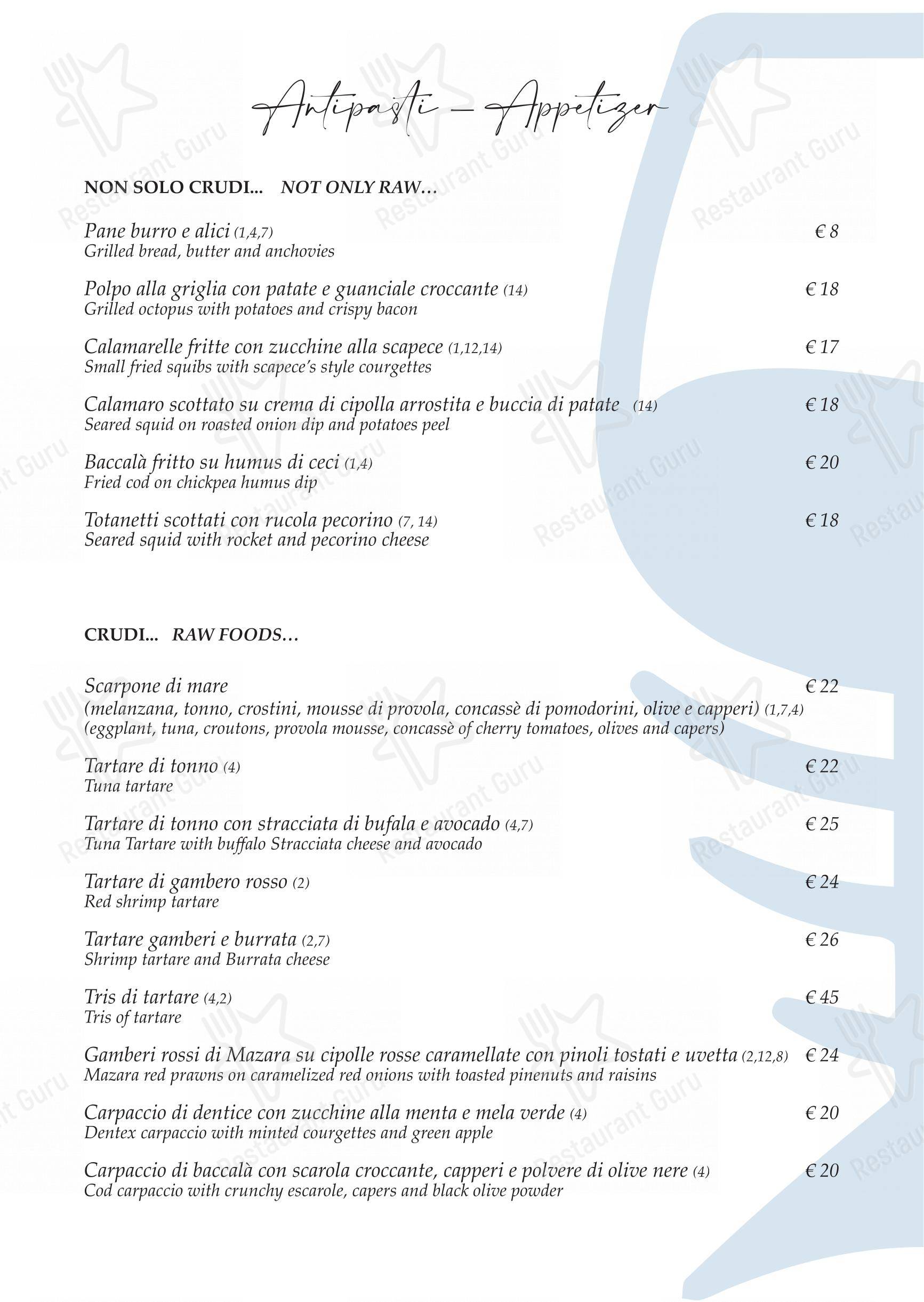 Crù in Ischia - Menu