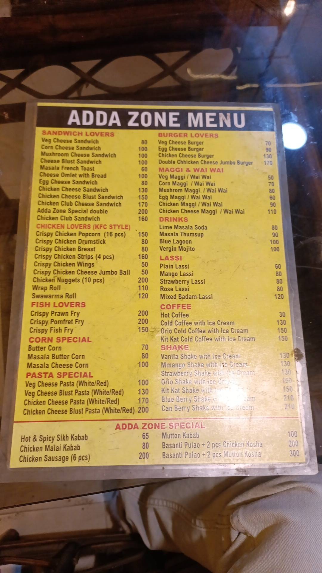 DESI LANE ALIPORE menu