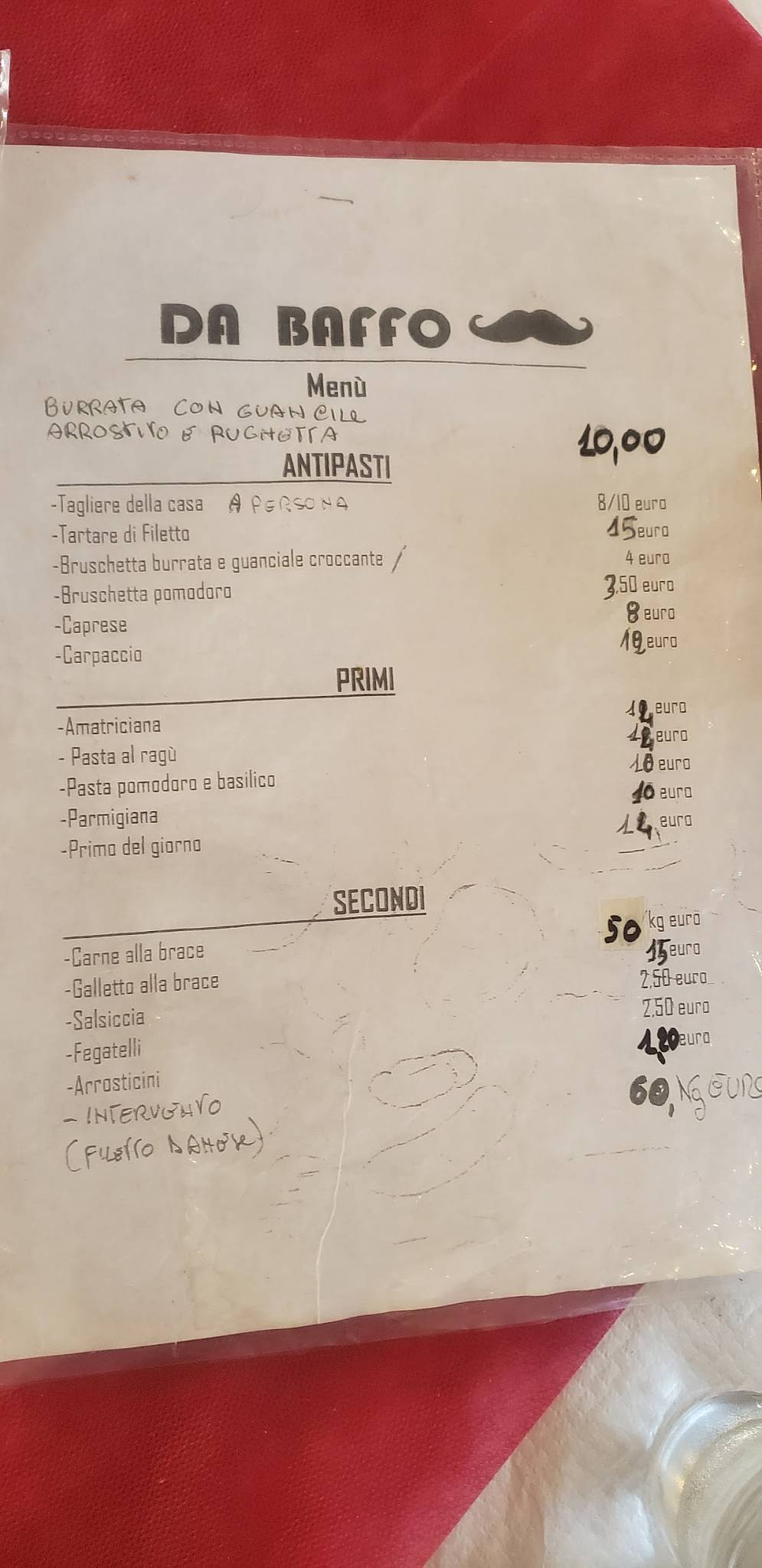 Menu di Da Baffo 