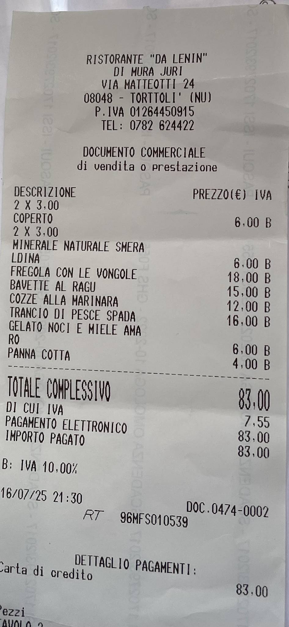 Menu di Da Lenin 