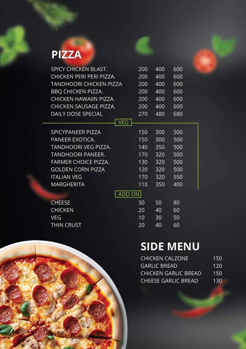 Daily Dose Cafe menu