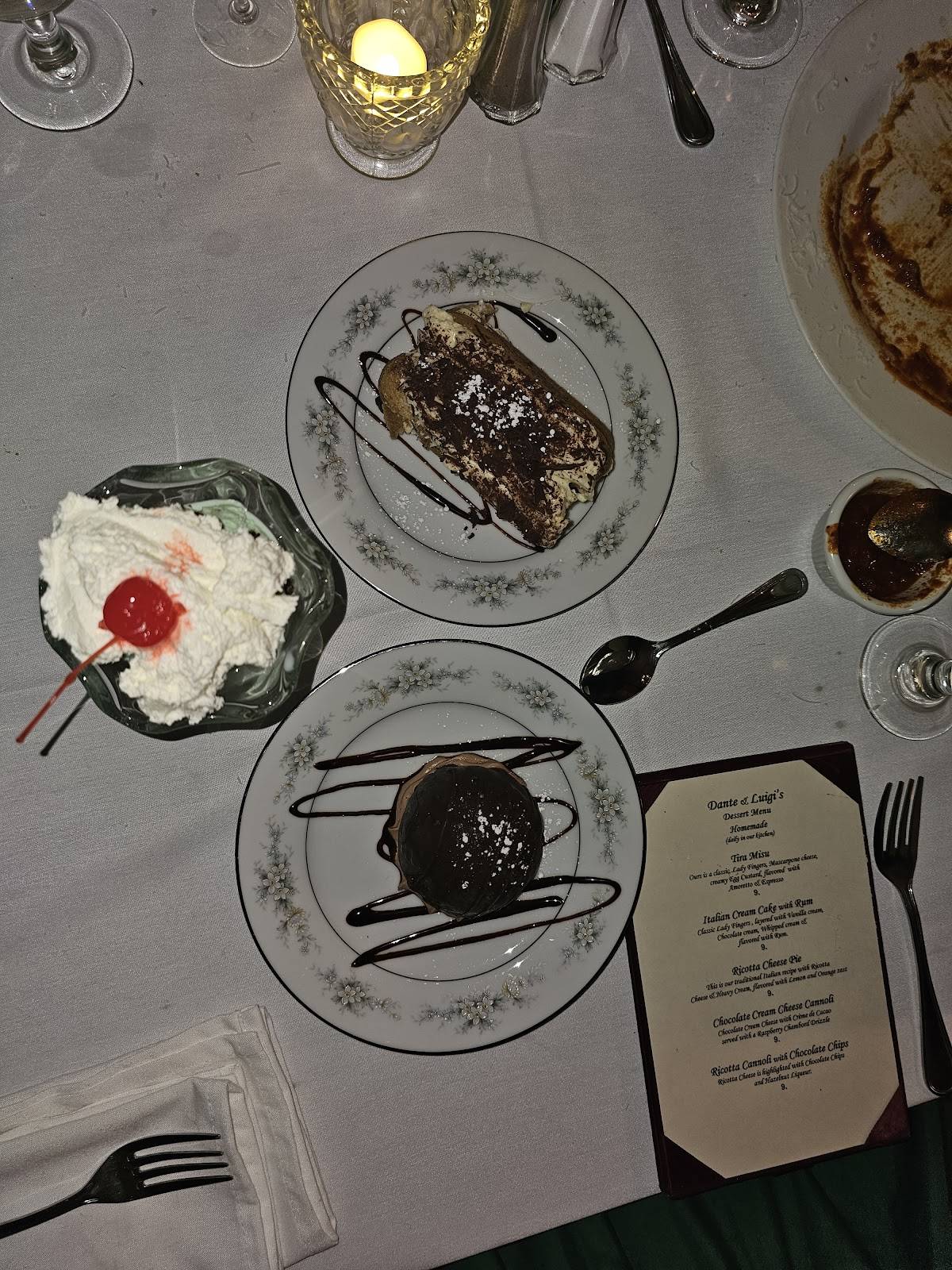 Menu at Dante & Luigi's restaurant, Philadelphia